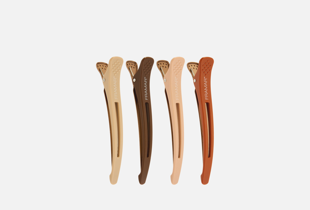 Изображение товара Набор зажимов для волос FRAMAR Elastic Sectioning Terra black 4 шт профессиональный фиксатор