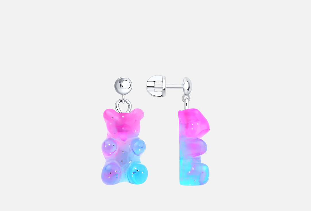 Изображение товара Серебряные серьги SOKOLOV с розово-голубыми вставками из смолы для женщин