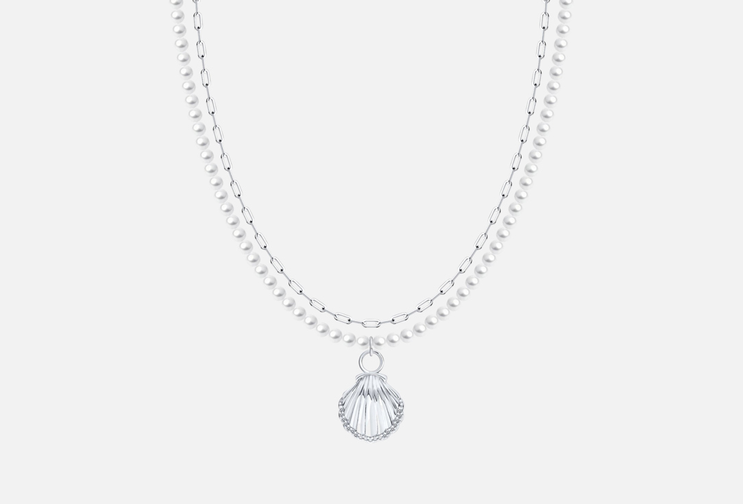 Изображение товара Колье серебряное с жемчугом и фианитом SOKOLOV 925 пробы