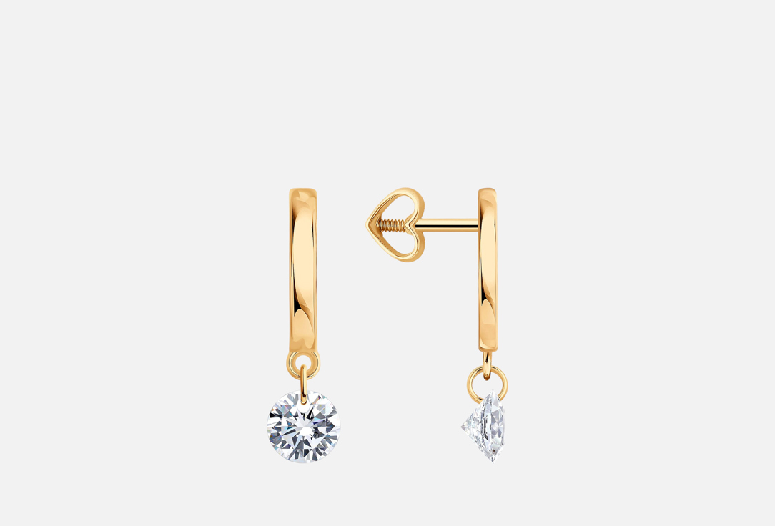 Изображение товара Золотые серьги Diamant с фианитом 585 пробы для женщин