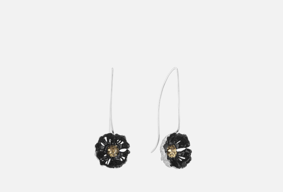 Изображение товара Серьги серебряные Ekaterina Tolstaya Jewelry Маки чёрные с латунным конфетти