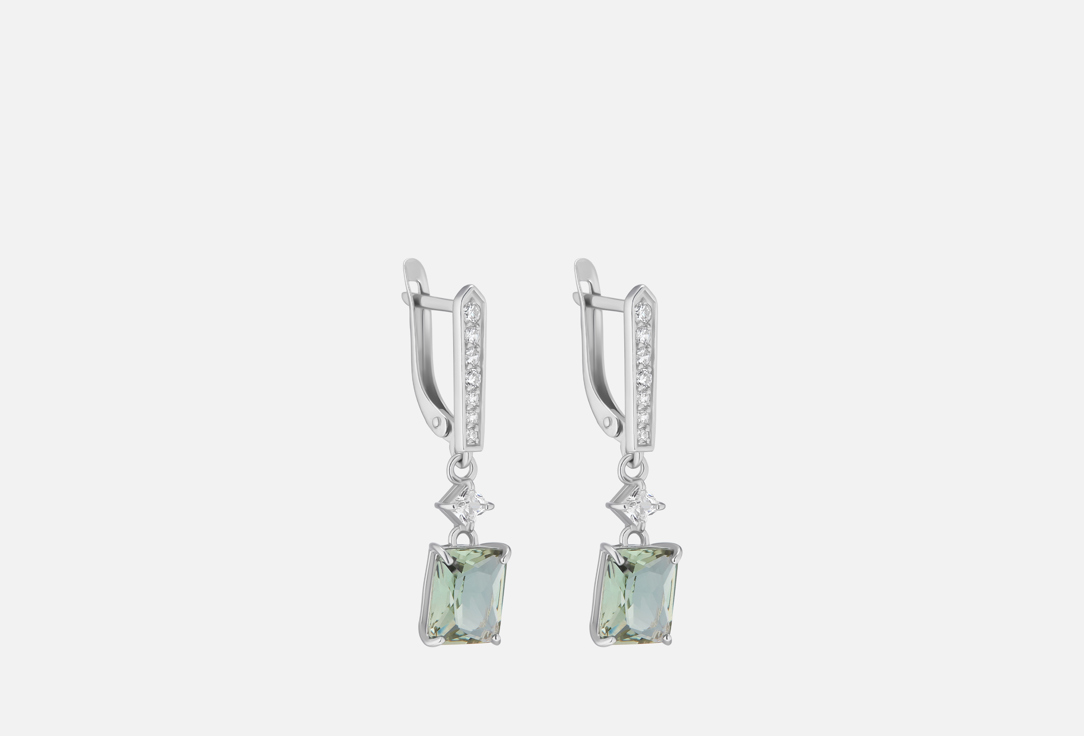 Изображение товара Серьги Серебряные Pepela Jewelry длинные с зеленым аметистом