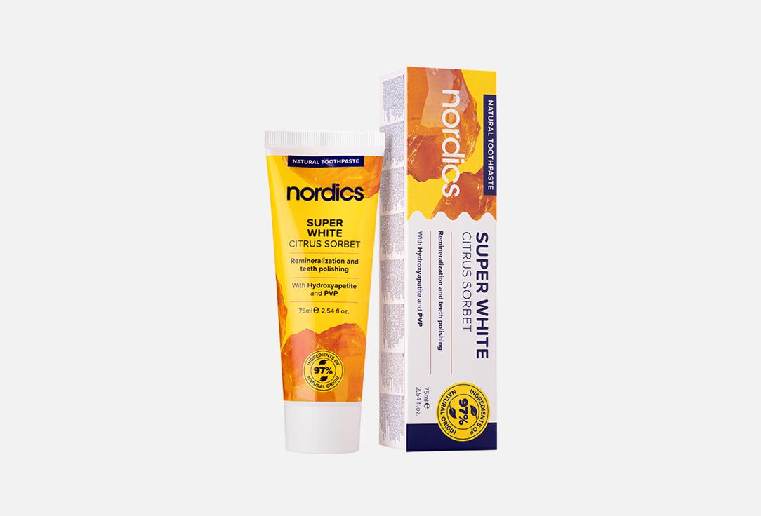 Изображение товара Зубная паста Nordics Super White Citrus Sorbet 75 мл для отбеливания и укрепления эмали