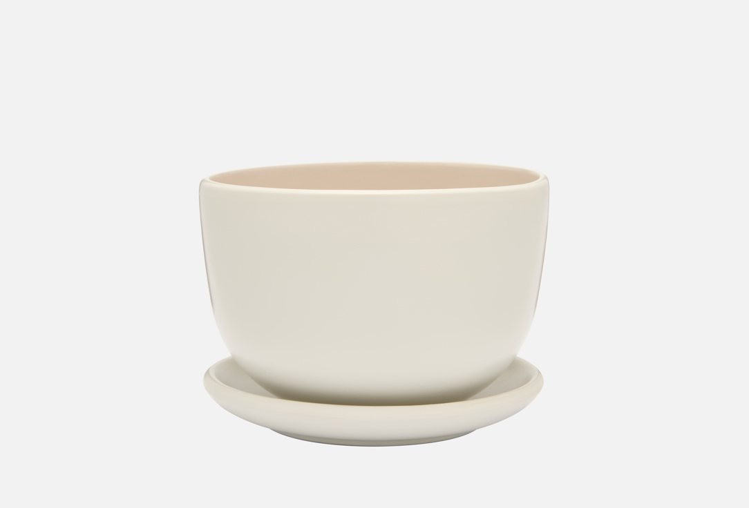 Изображение товара Керамический горшок Вещицы Бутон с подставкой 13х13х9 серый для комнатных растений