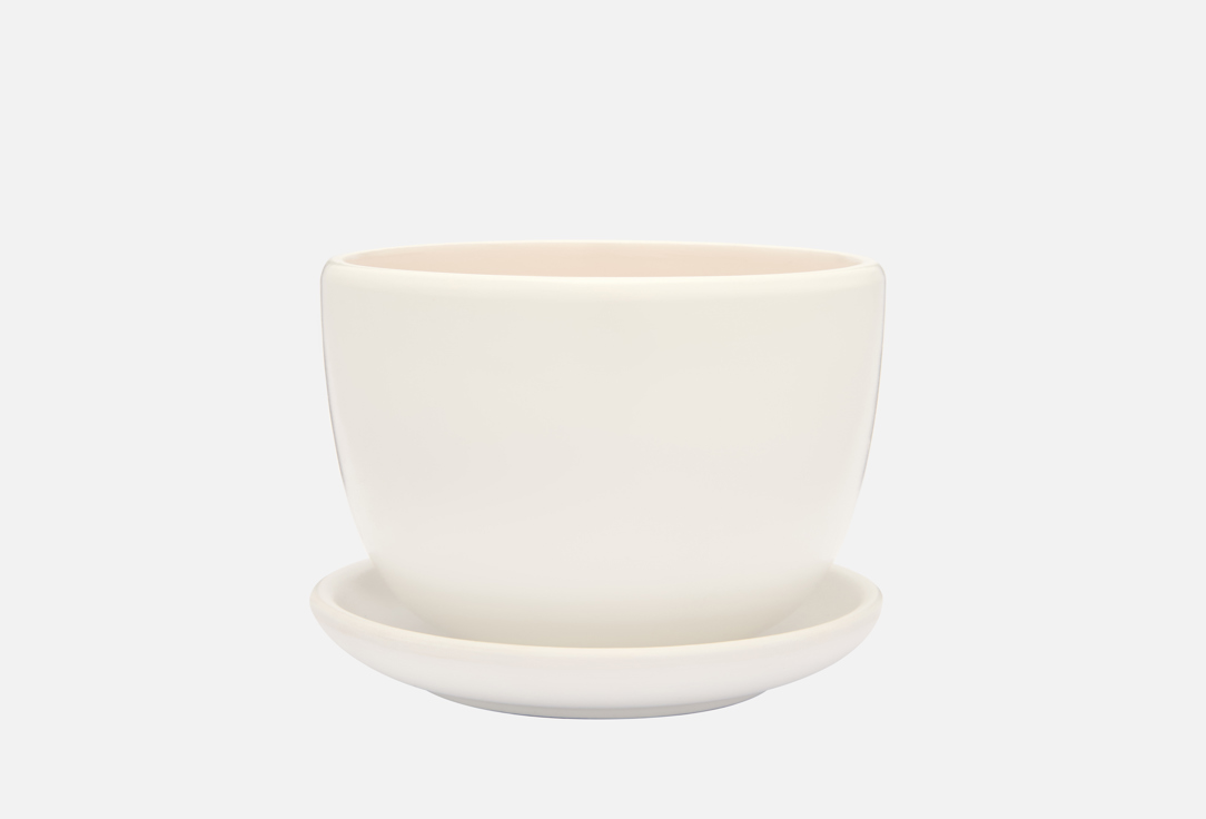 

Керамический горшок с подставкой ВЕЩИЦЫ, Белый, Бутон, 13,2х13,2х9, молочно-белый 1 шт