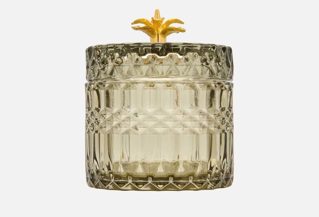 Изображение товара Стеклянная шкатулка Вещицы 9х9х10, оливковый