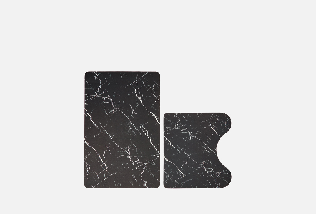 

Комплект ковриков для ванны и туалета CARPETS, Принт, 50х80, 40х50, мрамор черный 2 шт