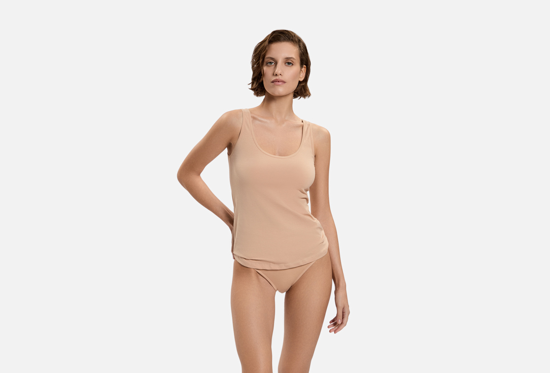 Изображение товара Майка INNAMORE Acacia бежевая для женщин, хлопок и эластан, размер 42-48