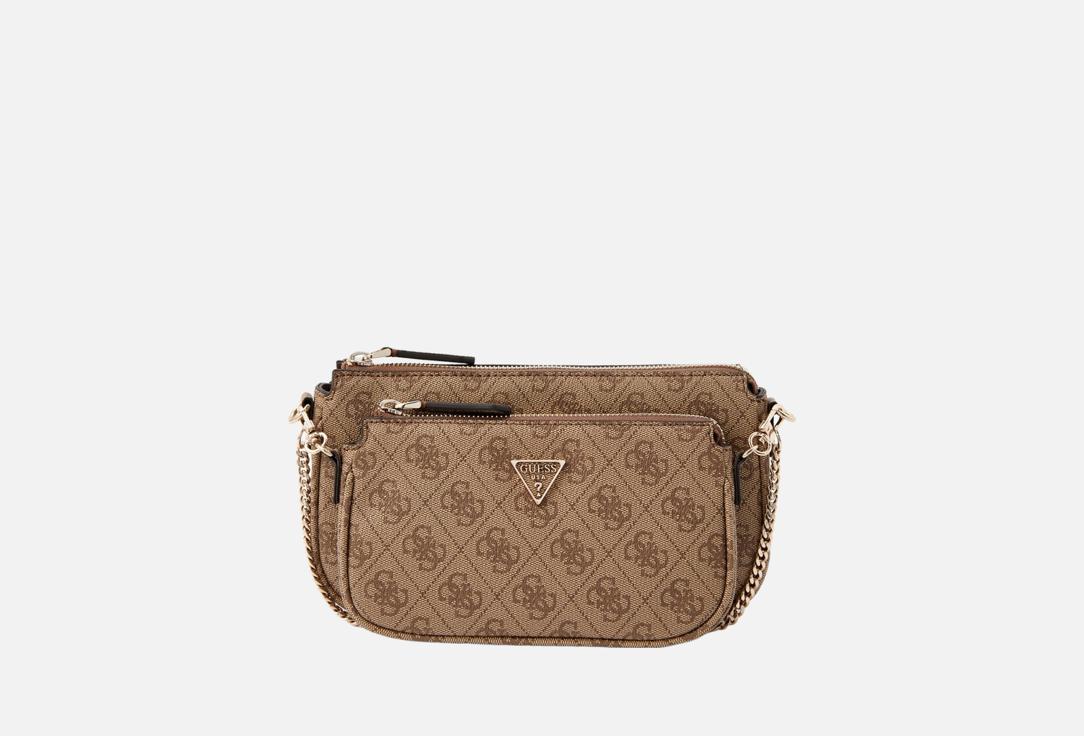 Изображение товара GUESS NOELLE II DBL POUCH CROSSBODY женская сумка из эко-кожи с серебристой фурнитурой