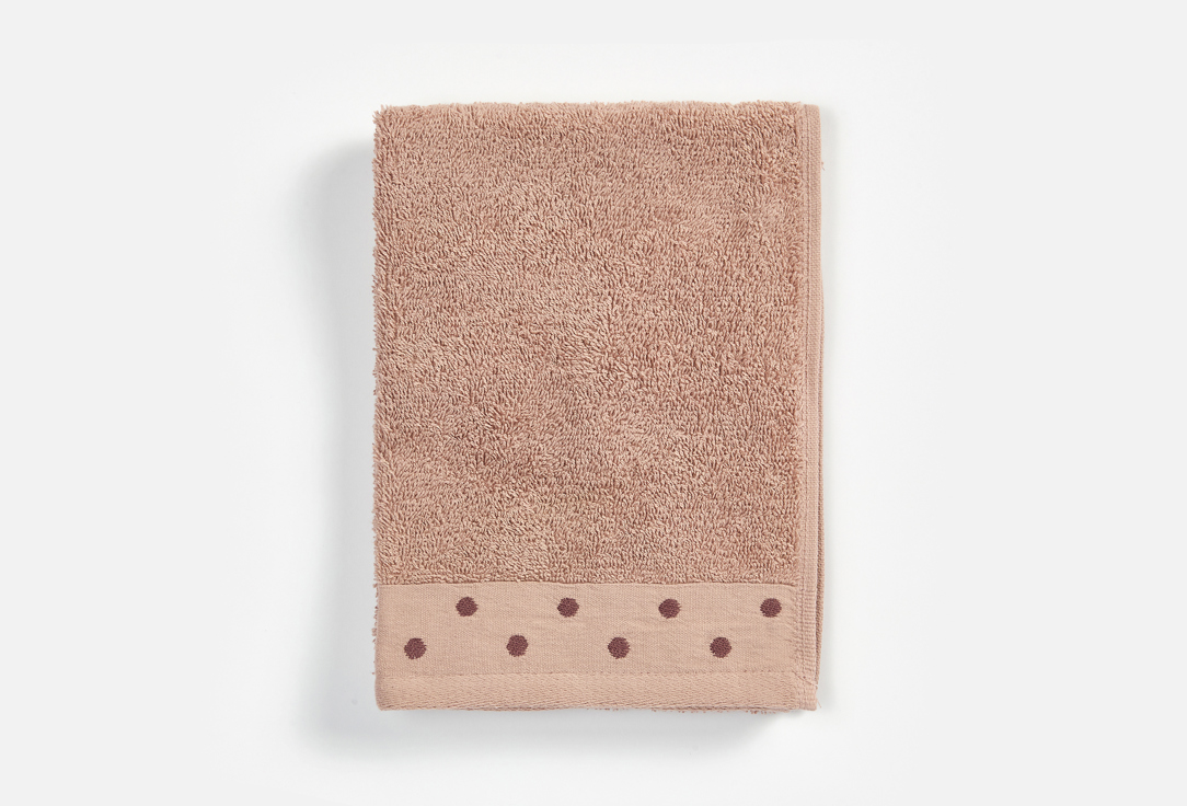 Изображение товара Полотенце махровое LUCKY Бордюр горошек, светло-коричневый, 35x70