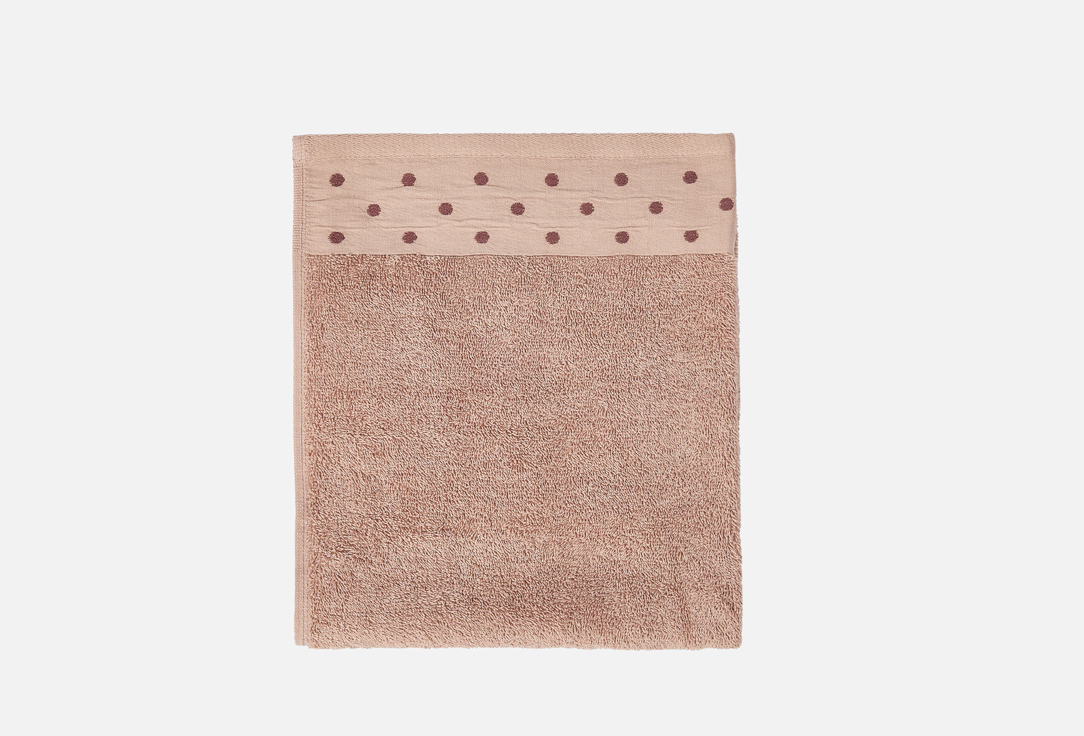 Изображение товара Махровое полотенце LUCKY Бордюр горошек 50х90 светло-коричневое