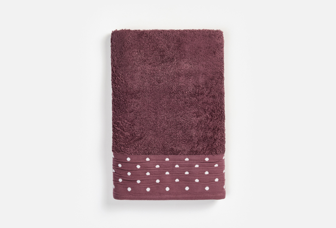 Изображение товара Махровое полотенце LUCKY Бордюр горошек 70x140 фиолетовое высокое качество