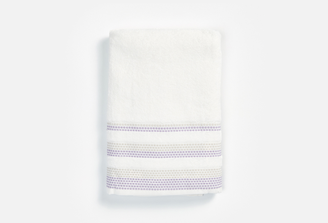 Изображение товара Полотенце махровое LUCKY Бордюр точки, белый, фиолетовый, 70x140