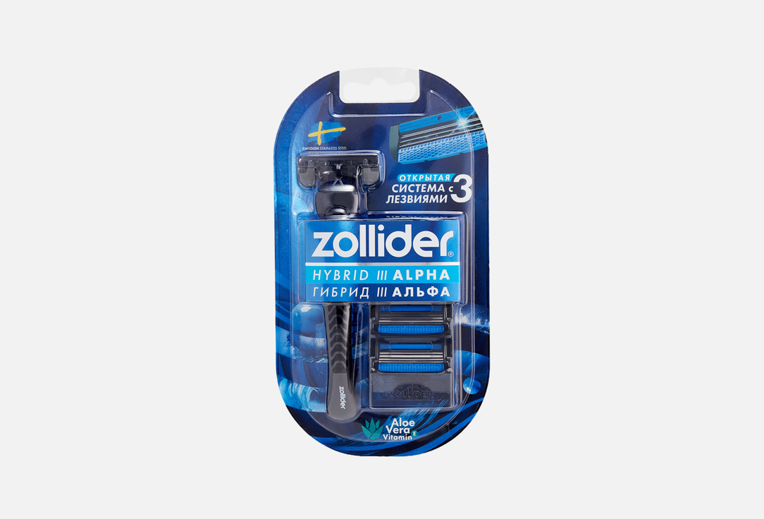 

Бритвенный станок + 3 сменных картриджа ZOLLIDER, Hybrid 3 ALPHA 1 шт