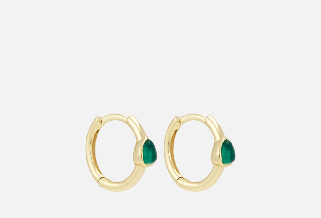 Изображение товара Серебряные серьги LunaLu Лето с зелеными агатами позолота