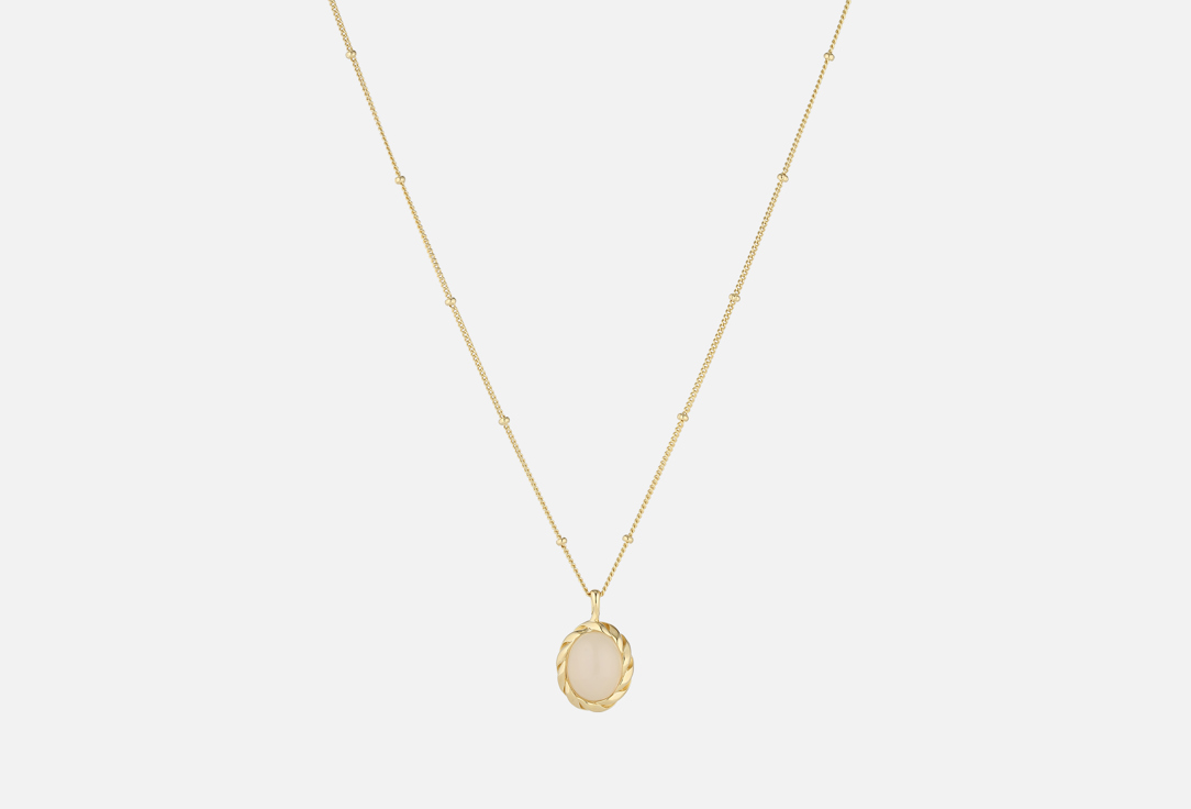 Изображение товара Колье серебряное LunaLu с молочным агатом и позолотой для женщин