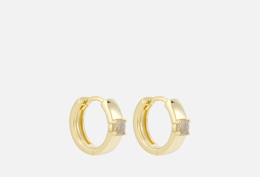 Изображение товара Серебряные серьги LunaLu с лабрадоритом и позолотой Тихое сияние