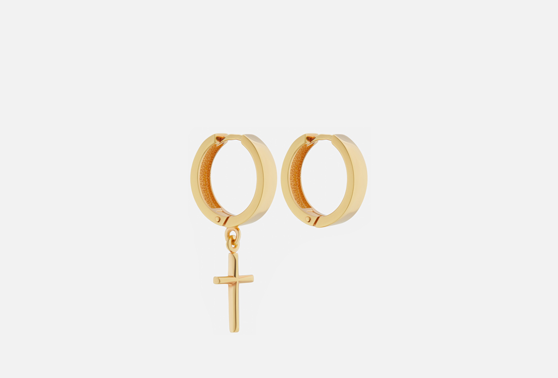 Изображение товара Серьги серебряные Goldengal с крестиком ассиметричные покрытые позолотой для женщин