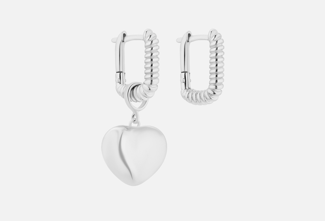 Изображение товара Серьги конго серебряные Cheeky Me с объемным сердцем и родированием для женщин