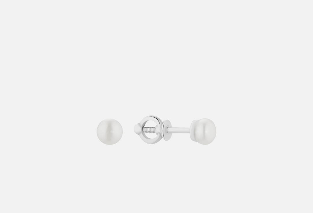 Изображение товара Серьги пусеты серебряные Cheeky Me белый 4 мм