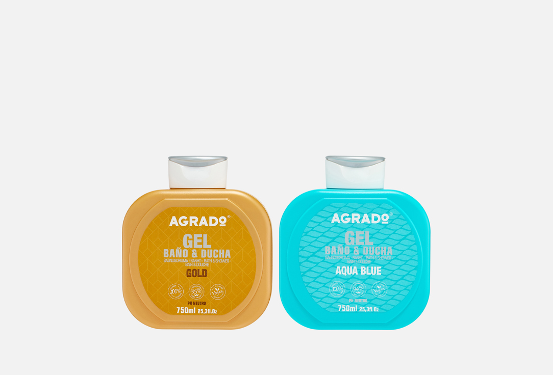 

Набор гелей для душа AGRADO, Gold + Aqua Blue 1500 мл
