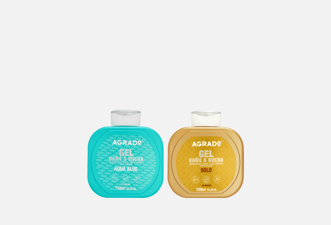 Изображение товара Набор гелей для душа AGRADO Gold + Aqua Blue