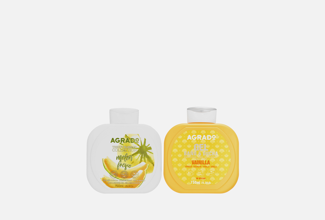 Изображение товара Набор гелей для душа AGRADO Fresh Melon + Vanilla 1500 мл, мягкое очищение и свежесть