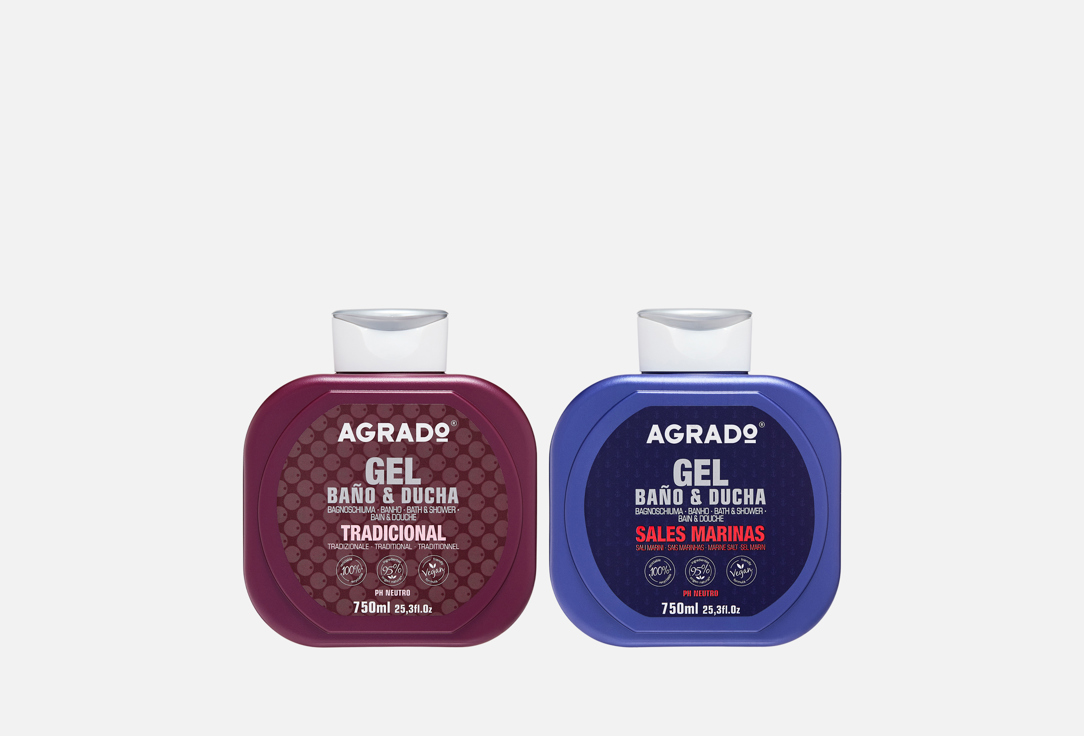 

Набор гелей для душа AGRADO, Traditional + Marin Salts 1500 мл