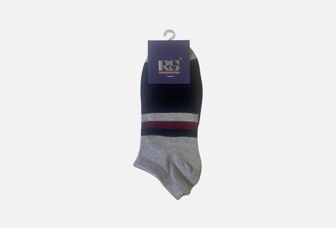 Изображение товара Укороченные мужские носки R&S бордовая полоска из хлопка со спандексом