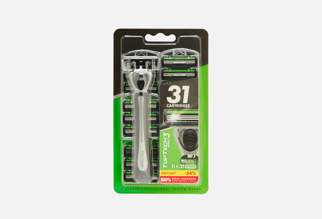

Бритвенный станок + 31 сменная кассета TOPTECH, Razor Pro3 32 шт