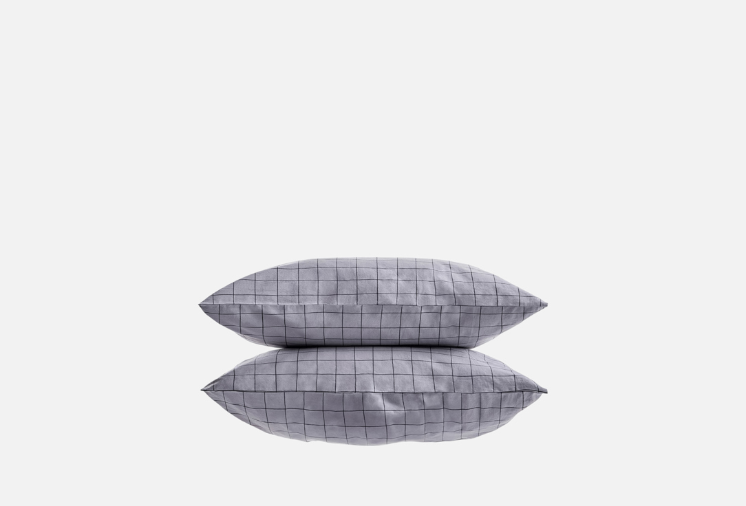 Изображение товара Наволочки MORФEУС Melange Graphite Grid 50x70 из вареного хлопка