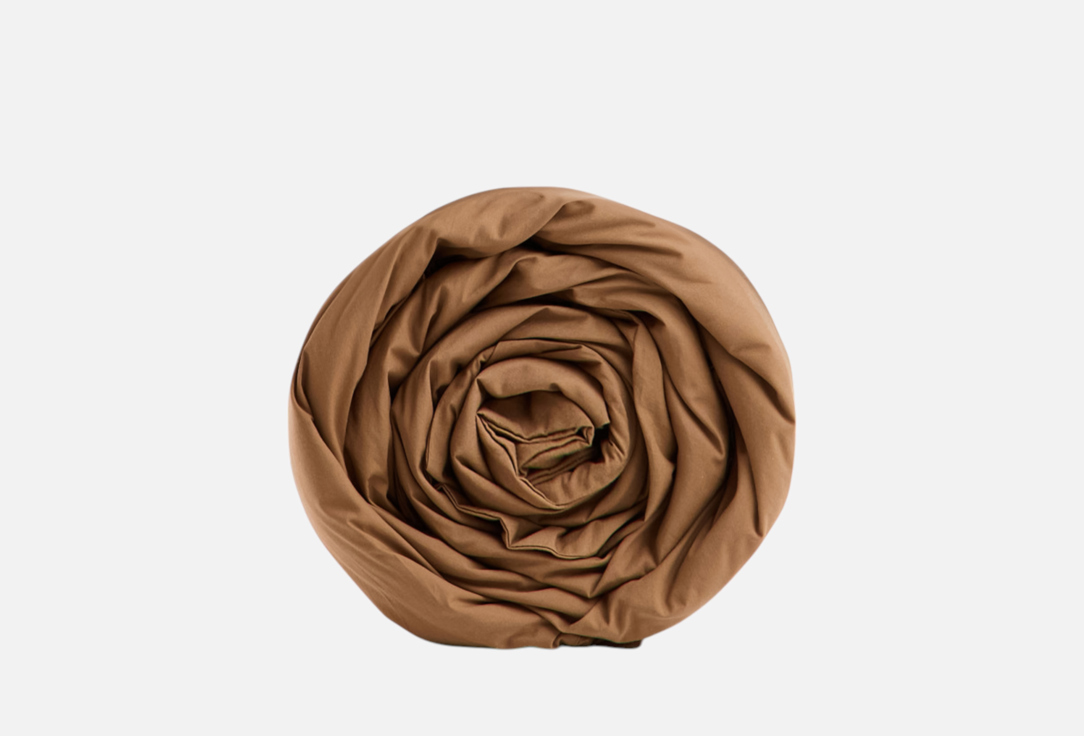 Изображение товара Простыня на резинке MORФEUS Melange Espresso 90x200 см из хлопка