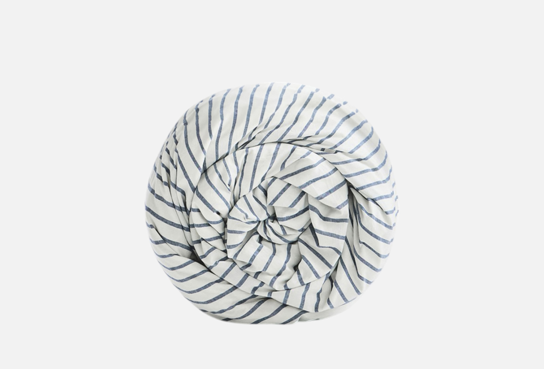 Изображение товара Простыня MORФEUS Melange Ink Stripe из вареного хлопка 230x260 без резинки