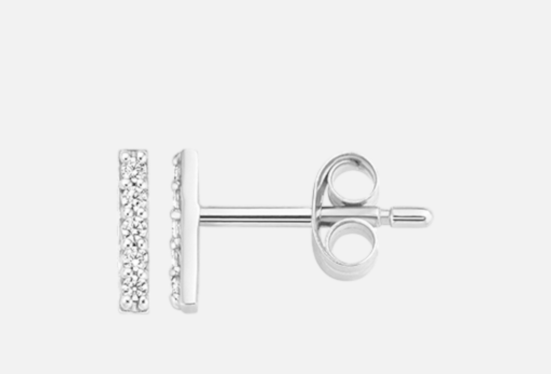 Изображение товара Золотые серьги пусеты с фианитами из белого золота 14 карат Blush