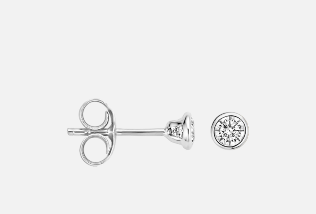 Изображение товара Серьги золотые Blush фианиты в круглой оправе