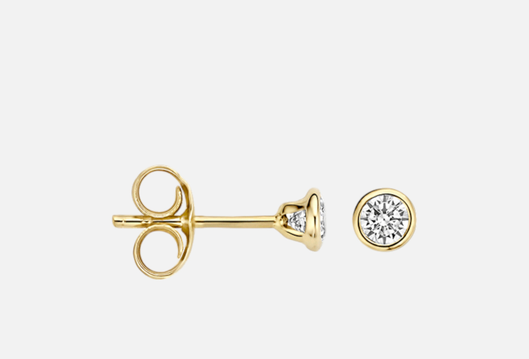 Изображение товара Серьги золотые Blush фианит в круглой оправе