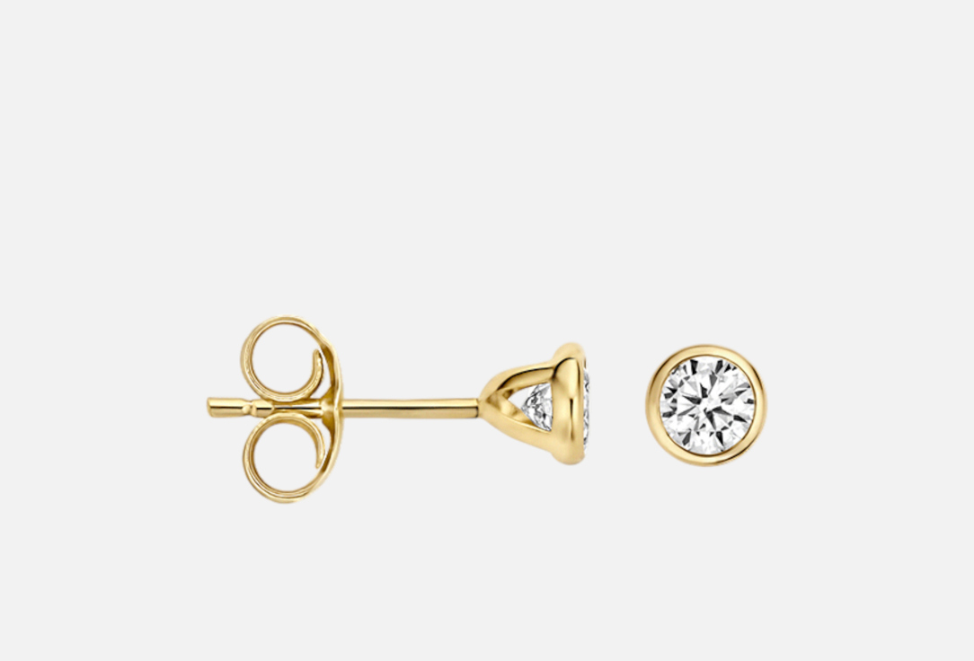 Изображение товара Серьги золотые Blush фианит в круглой оправе