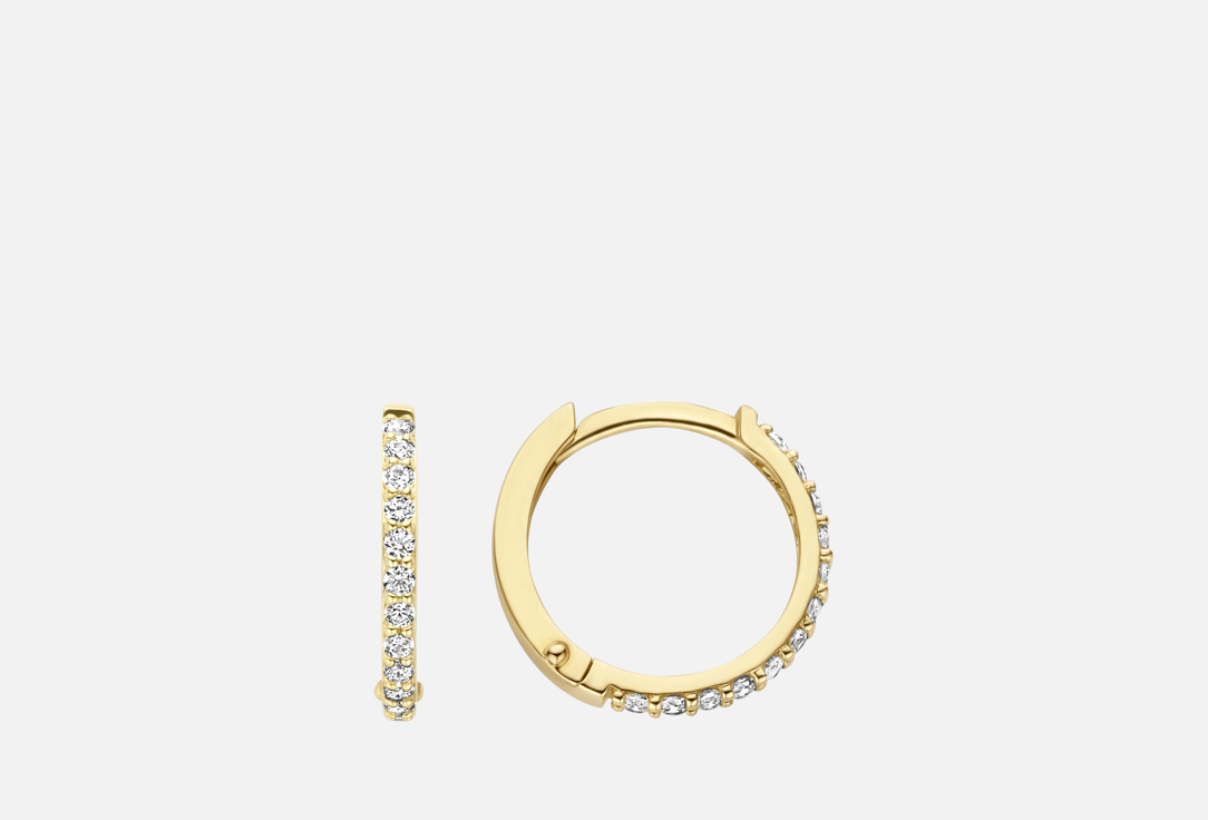 Изображение товара Золотые серьги Blush с фианитами 14 карат, диаметр 11,6 мм