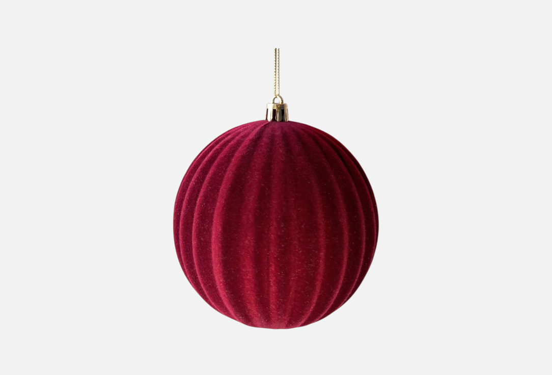 Изображение товара Новогоднее подвесное украшение Magic Time 10x10x10 см красный шар с флоковым покрытием