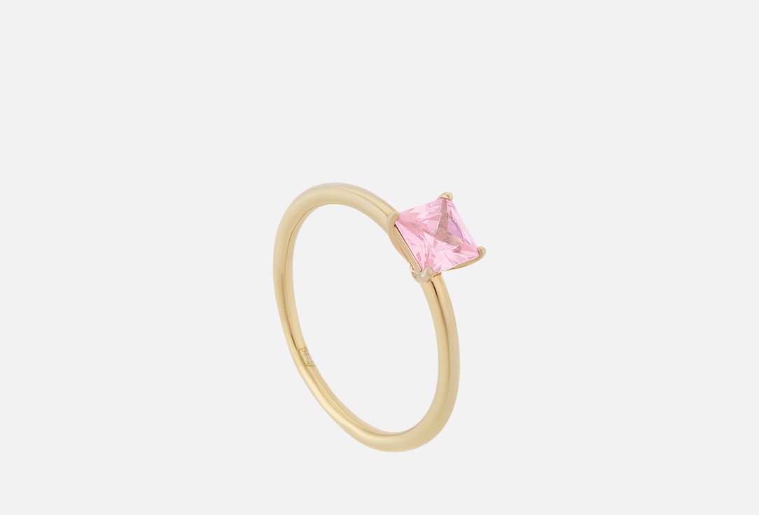 Изображение товара Кольцо серебряное JEWLIA Pink phianite позолота квадрат 925 пробы для женщин