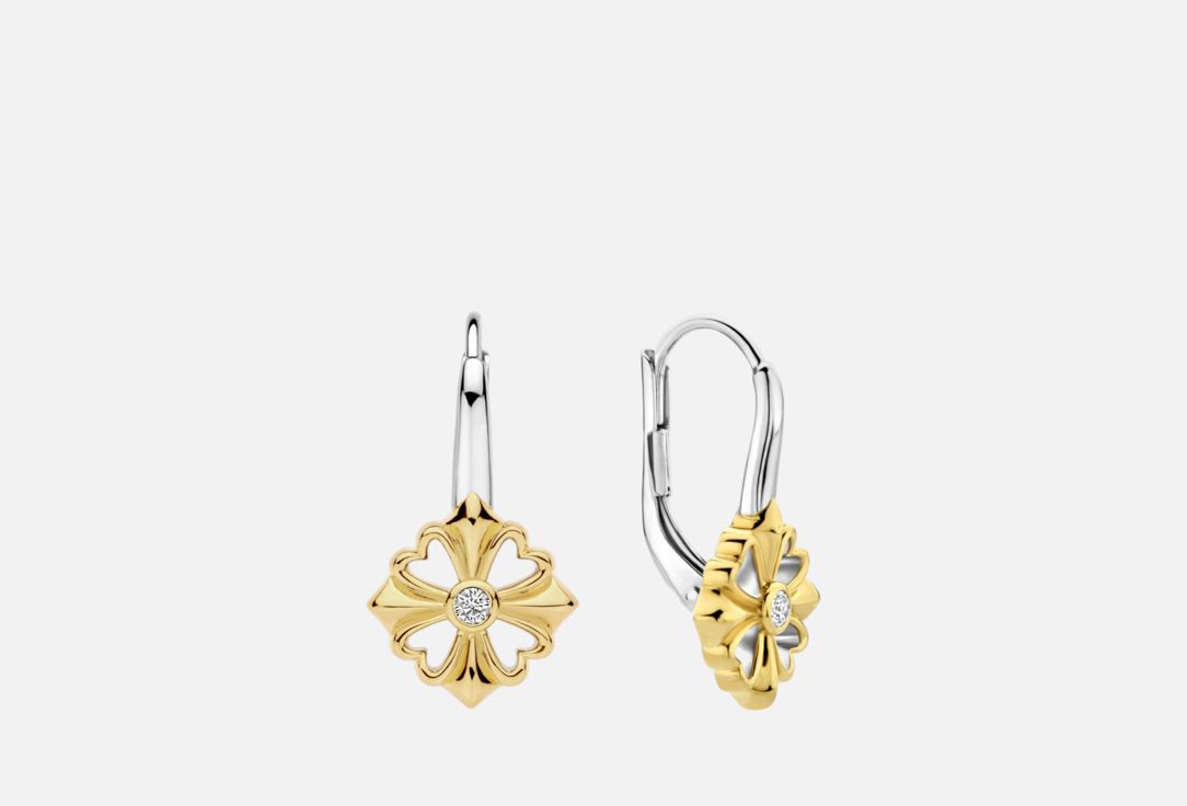 Изображение товара Серьги серебряные TI SENTO VINTAGE с фианитом и покрытием из золота 14 карат