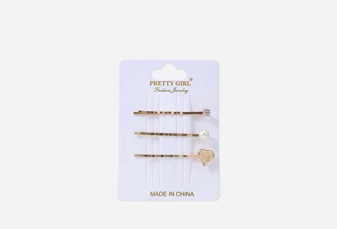 Изображение товара Набор зажимов-невидимок для волос Preti Girl Золотое сердце