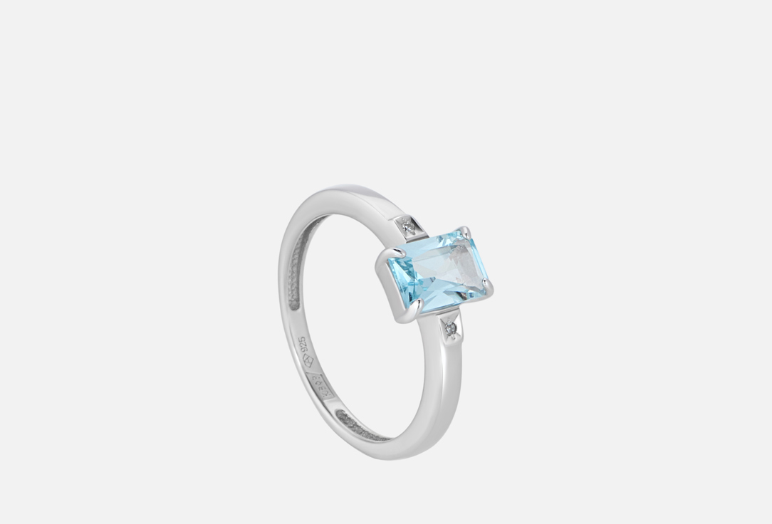 

Кольцо Серебряное АЛЬКОР, Topaz Sky blue, diamond 17,5 мл