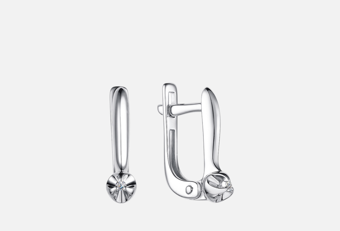 Изображение товара Серебряные серьги Алькор diamond с природным бриллиантом и родированием женские