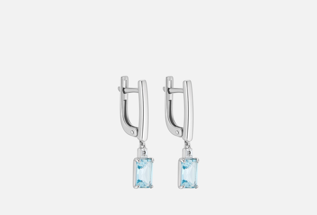 

Серьги серебряные АЛЬКОР, Topaz Sky blue, diamond 2 шт