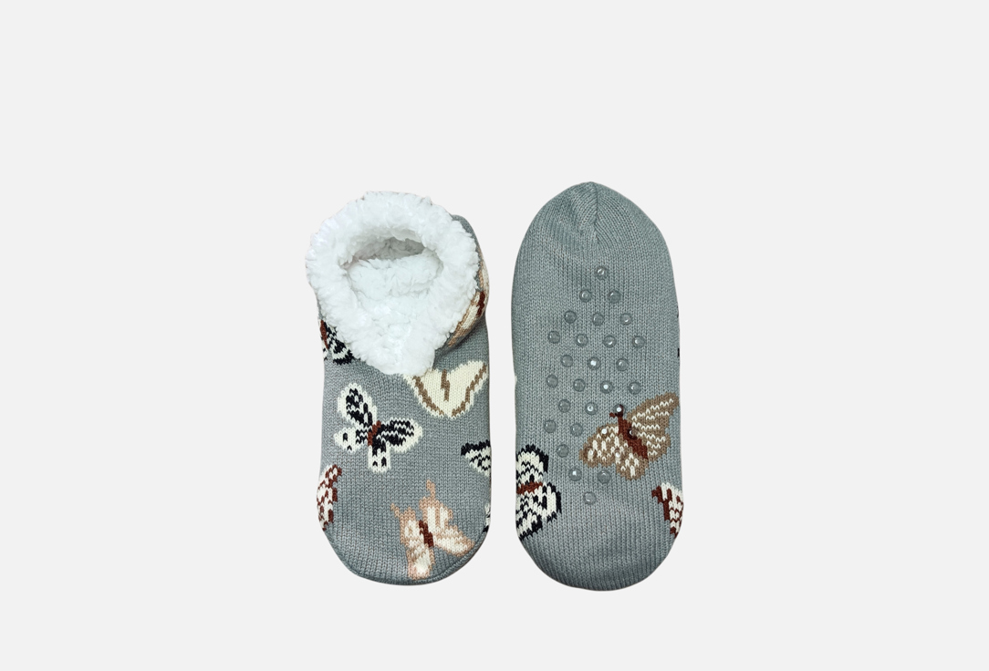 Изображение товара Женские короткие носки с нескользящей подошвой Бабочки R&S, теплые и мягкие