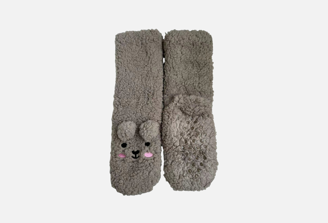 Изображение товара Пушистые женские носки R&S светло-коричневые теплые высокие ворсистые