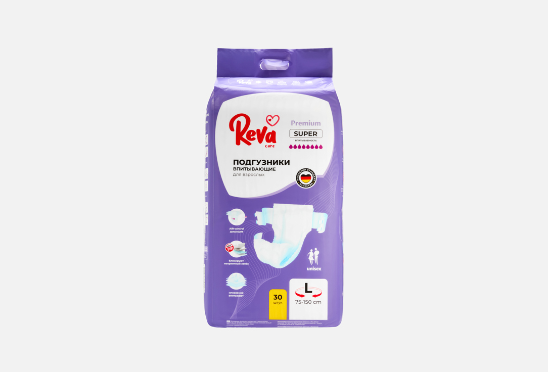 

Подгузники на липучках для взрослых REVA CARE, Super l 30 шт