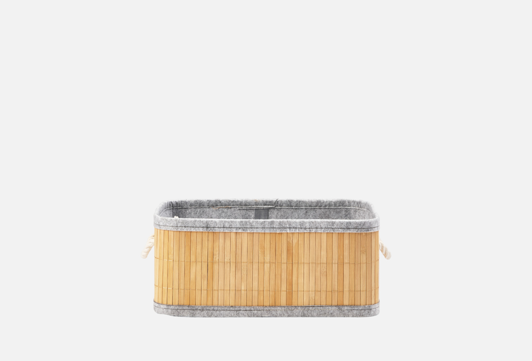 Изображение товара Корзина стеллажная с ручками Natural House Бамбук, Shan-17L, натуральный, серый, 38х27х16