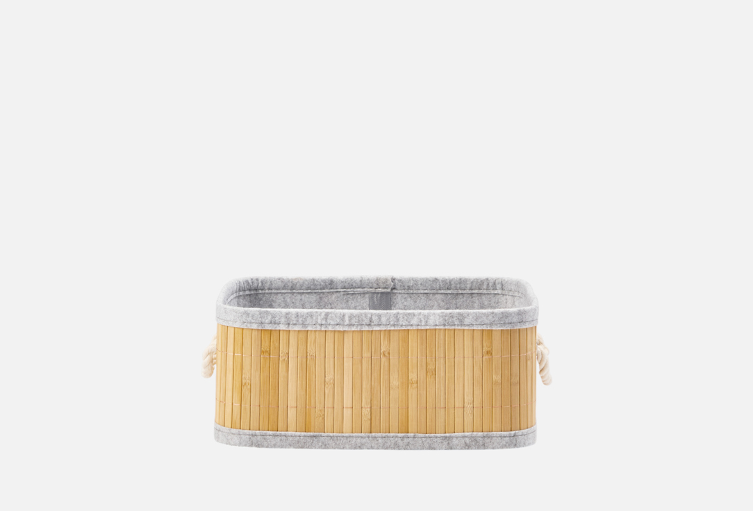 Изображение товара Корзина стеллажная с ручками Natural House Бамбук, Shan-17M, натуральный, серый, 33х23х14